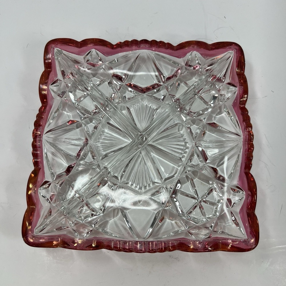 Candy Dish Unisex 7.25 in Good Cranberry Flashed Pressed Glass Tray
